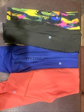 lululemon athletica multicolor, olive, blue, coral leggings lot